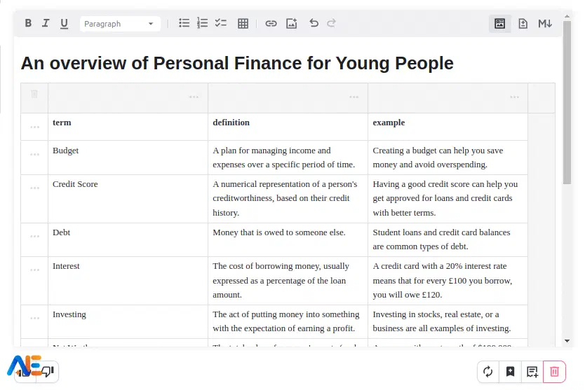 Built in word processor for easy customisation of the results