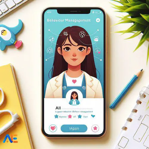 AI generated image of a mobile phone with an app depicting behaviour management