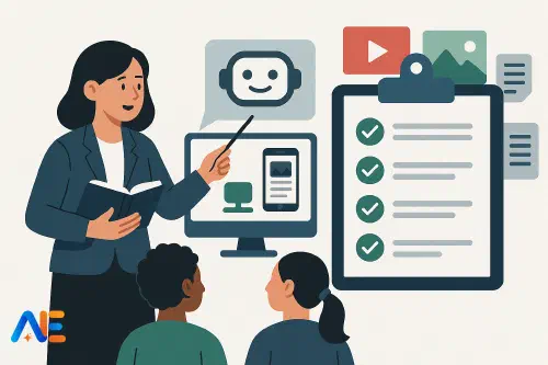 Elever som tillsammans värderar AI- och webbkällor