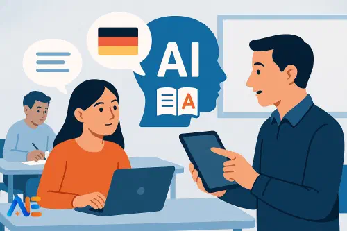 En ämneslärare som använder AI för att stötta EAL-elever under en lektion