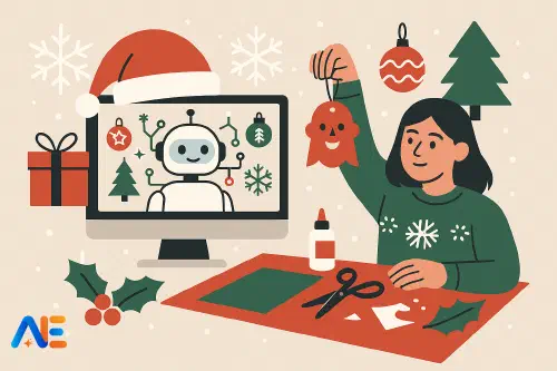 Elever som arbetar tillsammans med festliga AI-projekt