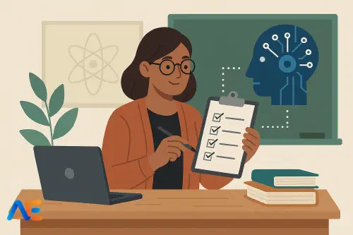 En lärare som planerar AI-nyårslöften inför den nya terminen