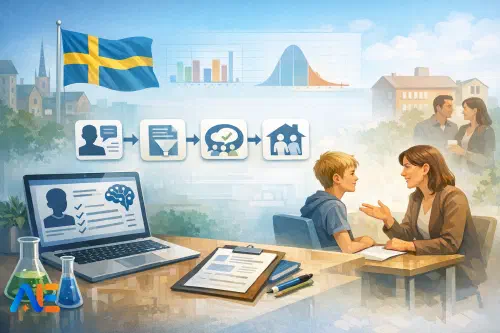 En lärare som förbereder årsavslutande omdömen enligt LGR22 med ett AI-stött arbetsflöde