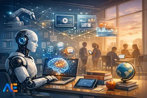 En skolledningsgrupp som går igenom en AI-policy och en plan för införande