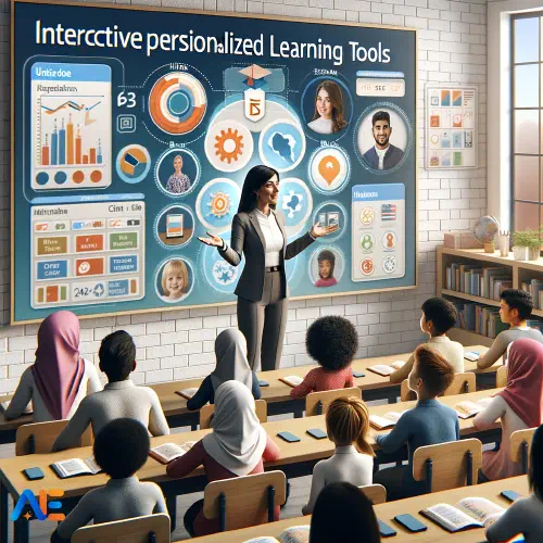 Tehisintellekti loodud pilt klassiruumist, kus õpetaja on klassi ees.