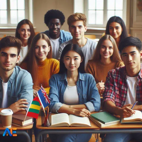 Tehisintellekti loodud pilt rühmast erineva kultuuritaustaga õpilastest, kes istuvad klassiruumis