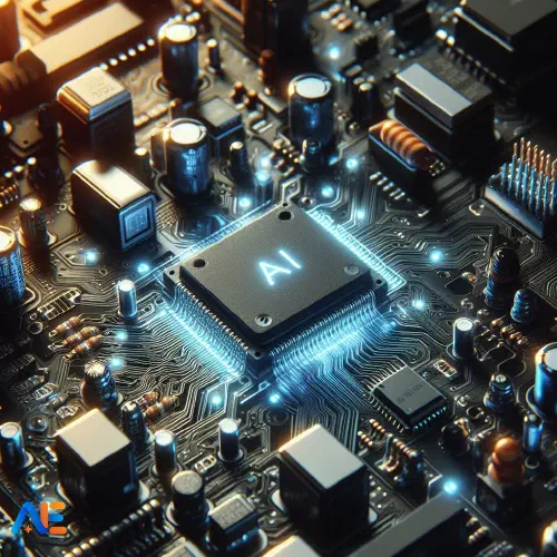 AI-genererad bild av ett kretskort med en central krets med texten 'AI'
